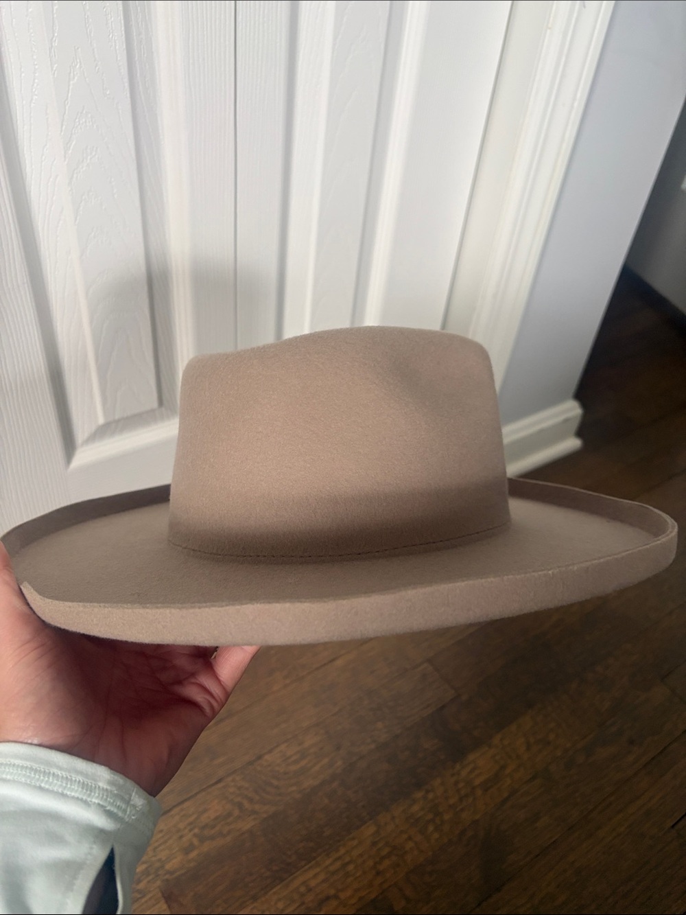Anthropologie Taupe Wide-Brim Wool Felt Hat
